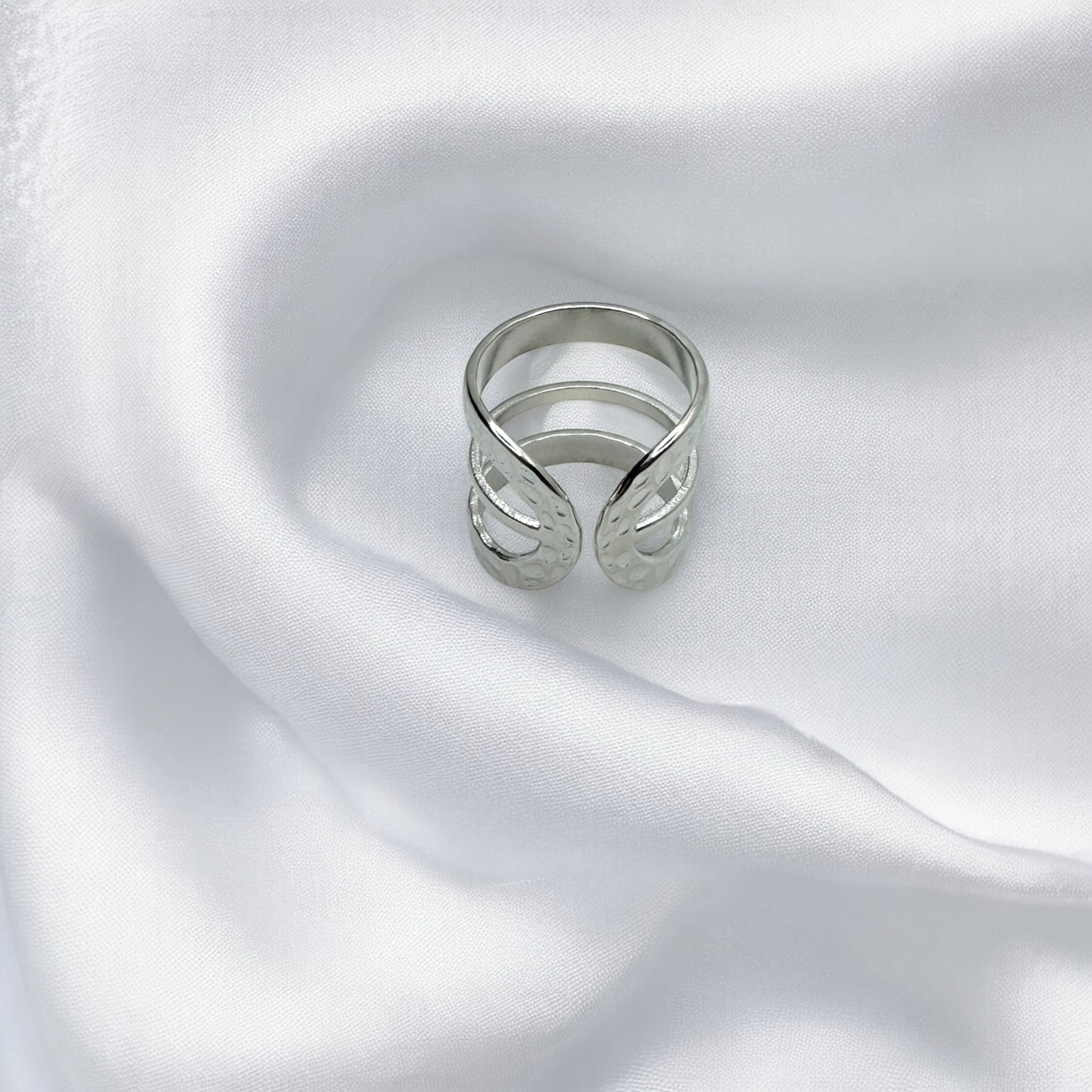 Anello arco silver regolabile Sharifa Crystals
